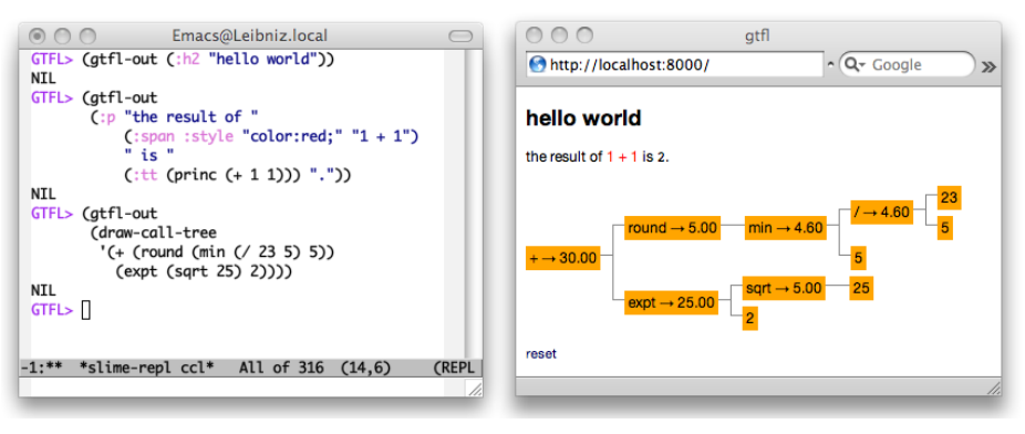 The graphical Repl in action