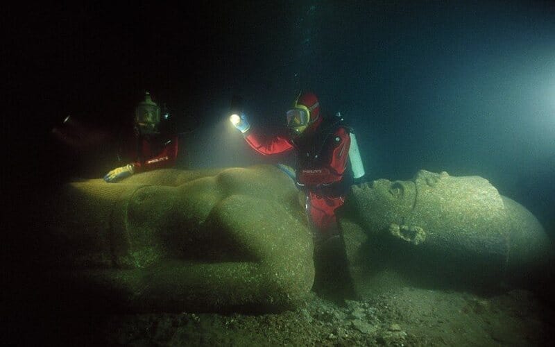 The lost city of Thonis, in the Bay of Aboukir