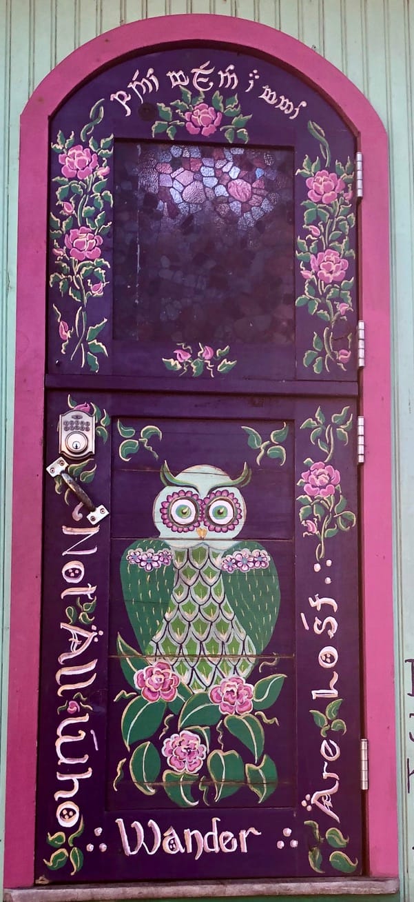 Door on the back of a trailer parked by Seabright beach in Santa Cruz